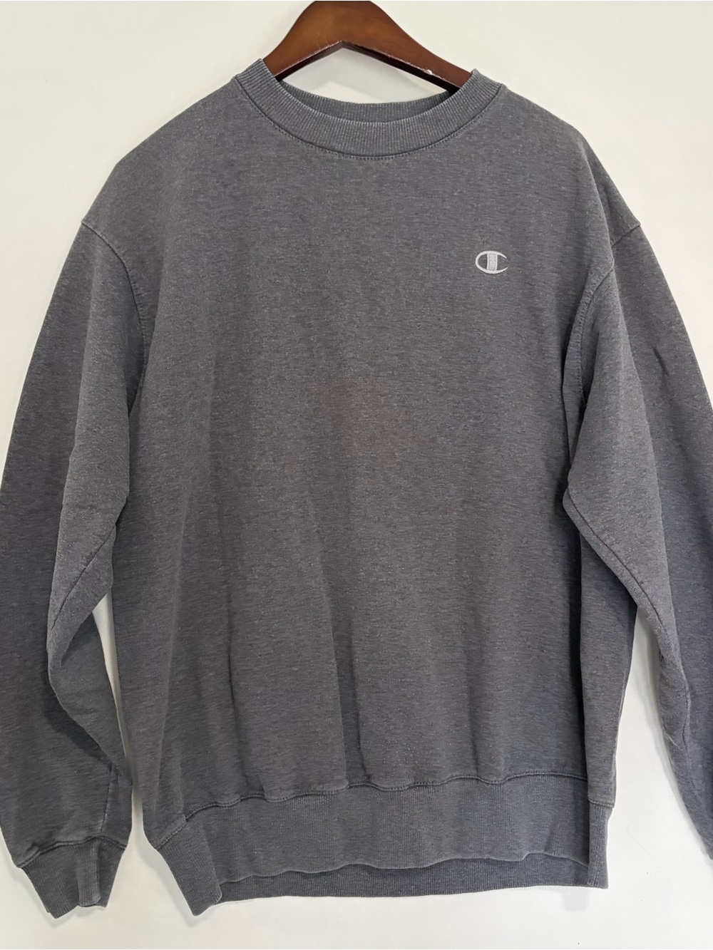 Champion Men’s Crewneck Sweatshirt in Charcoal Gray large